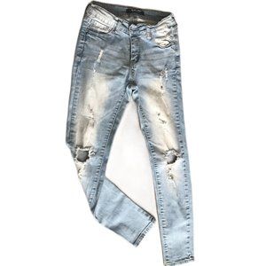 Wax Jeans Los Angeles Skinny Destroyed Destructed Mid-Rise Size 7